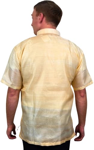 Ivory White Short Sleeve Organza Barong Tagalog Order US Size4