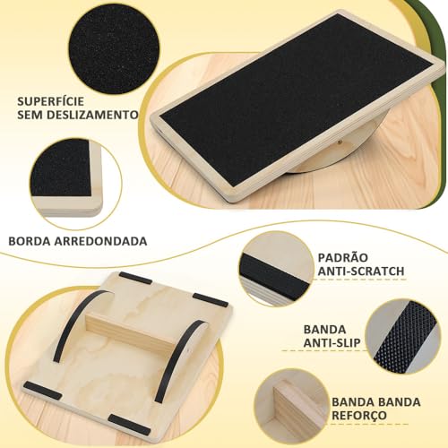 Disco de Equilibrio, Prancha de Equilibrio, Wobble Board, Treinamento Funcional Balance Board, Profe
