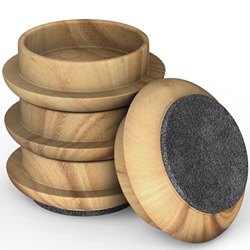 Couvercles/Roues en feutre premium (4 x bois foncé petit 44 mm) - Protège vos sols en bois, carrelage, carrelage et lin des rayures Cover