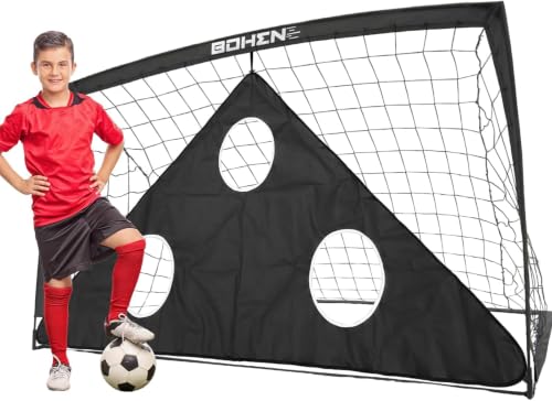 BOHEN 6x4FT Portable Soccer Goal for Kids Backyard with Carry Bag - Easy Folding Lightweight Fun for Outdoor Indoor Training Games for Teen Youth Adult (Black 6x4FT 1 Pack)