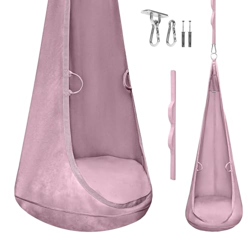 MAMOI Samtkokon Hängesessel für Innenräume mit weichem Kissen eleganter Hängesitz mit Griffen Premium-Samt robuste Konstruktion mit Aufhängeelement