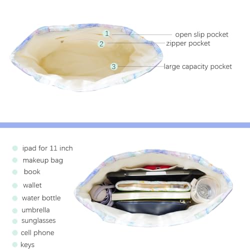 Image of Floral Quilted Cotton Shoulder Bag for Women Daily Use Medium Size Handbag Large Capacity Thickened Design Tote