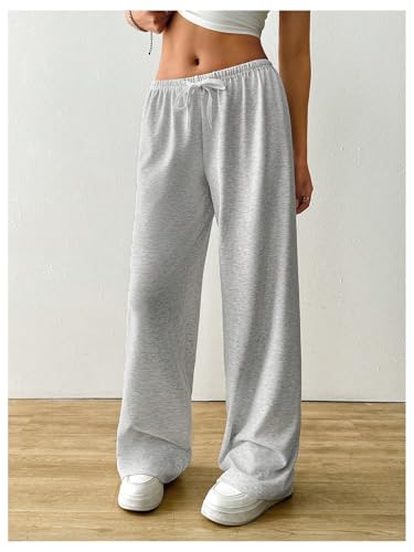 Women's Drawstring Waist Straight Streetwear Long Wide Leg Sweatpants Casual Loose Baggy Workout Long Summer Pants2