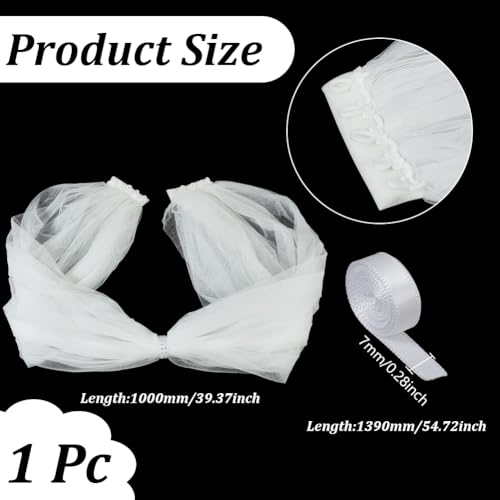 AHANDMAKER Tulle Bridal Shawl, Detachable Lace Up Cape Shawl, Shoulder Wrap for Wedding, Opera, Banquets and Party Costume3