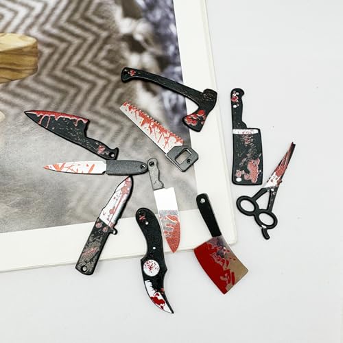 JJGQAZ 50pcs Halloween Jewelry Charms Mini Horror Scissors Axe Knife Pendant Charms for Gothic Jewelry Making Necklace Earring Bracelet DIY Making Supplies, 10 Styles by JJGQAZ - Used condition - Image 4
