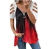 ☘☘ Material und Design: Das Sommer-T-Shirt für Damen besteht aus hochwertigen Materialien, ist weich, elegant, hautfreundlich und langlebig genug für den täglichen Gebrauch. stylisches und modisches Design macht Sie attraktiver und charmanter. Passt gut zu Shorts oder Jeans, Leggings oder Sandalen! Sie sehen elegant, stilvoll, süß aus und verstärken den visuellen Effekt