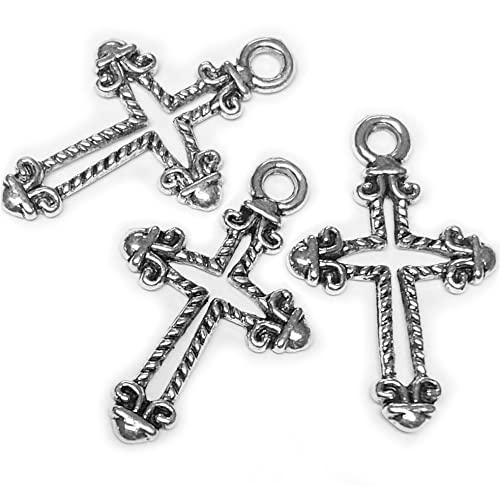 Silver small crosses mini cross charms beads cross pendants for jewelry making tiny cross pendant for women bulk cross charms crucifix bulk 96 pcs