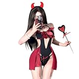 [LIKENNY] 小悪魔 ハロウィン セクシー コスプレ カチューシャ 萌え 吸血鬼 穴あき 透け レース レオタード 可愛い ミニ おしゃれ 誘惑 勝負 人気 極薄 写真撮影 イベンド プレゼント