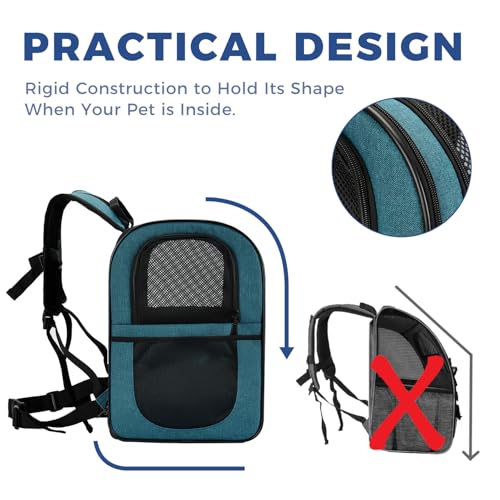 Image of Apollo Walker Dog & Cat Carrier Backpack for 4-18lb Pets - Ventilated Safe Design with Padded Back Support, Breathable Mesh Pet Backpack for Hiking, Travel, Outdoor (Teal)