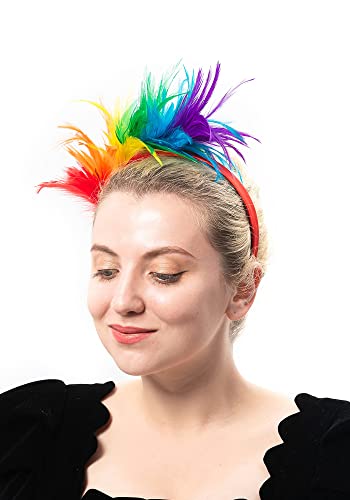 Felizhouse 1920S Fascinator With Feathers Headband For Women Wedding Tea Party Headwear (Rainbow Bird Parrot Headband) #TOP4