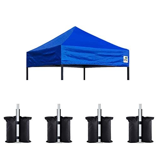 Image of Eurmax USA 5x5 Pop Up Canopy Replacement Top,Universal Instant Canopy Cover ONLY,Heavy Duty UPF 50+ UV Protection,Water & Wind Resistant Tarp,30+ Colors Available,Bonus 4 Sand Bags (Blue)
