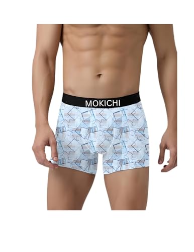 Image of Men's Boxer Briefs Pack, Breathable Stretch Underwear with Wide Comfort Elastic Waistband, Soft Geometric Print Trunks, Multi-Pack
