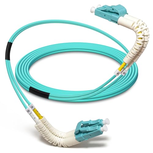 Yunsufiberpro Tighter Bend Radius Multimode Duplex OM3 Fiber Cable 1.5 Feet / 0.5m (40Gb 10Gb, LC to LC, 50/125 Fiber Optic Cable, Fiber Patch Cable)