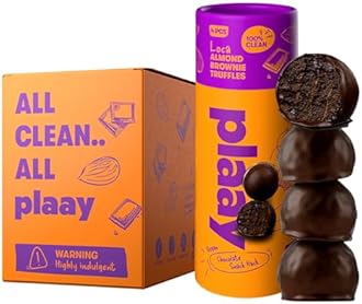 Plaay Almond Brownie Chocolate Truffles – Keto Dark Chocolate Snack – Gluten-Free, Vegan-Friendly with Rich Fudgy Texture for Guilt-Free, Anytime Smart Snacking – 10 x 60g