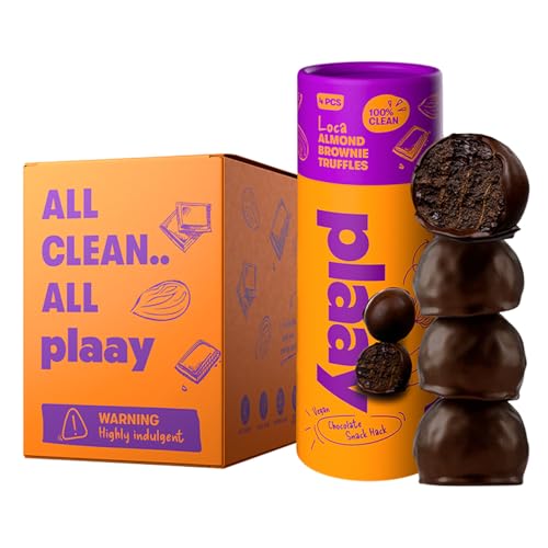 Plaay Almond Brownie Chocolate Truffles – Keto Dark Chocolate Snack – Gluten-Free, Vegan-Friendly with Rich Fudgy Texture for Guilt-Free, Anytime Smart Snacking – 10 x 60g
