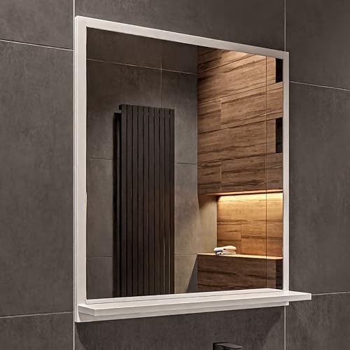 HAJDUK FURNITURE Badspiegel mit Ablage Weiß - H:70 x B: 60 cm - Bathroom Mirror - Moderner Badezimmer Spiegel Rechteckig - Wandspiegel mit Regal - Premium-Linie HAJDUK FURNITURE Badspiegel mit Ablage Weiß - H:70 x B: 60 cm - Bathroom Mirror - Moderner Badezimmer Spiegel Rechteckig - Wandspiegel mit Regal - Premium-Linie