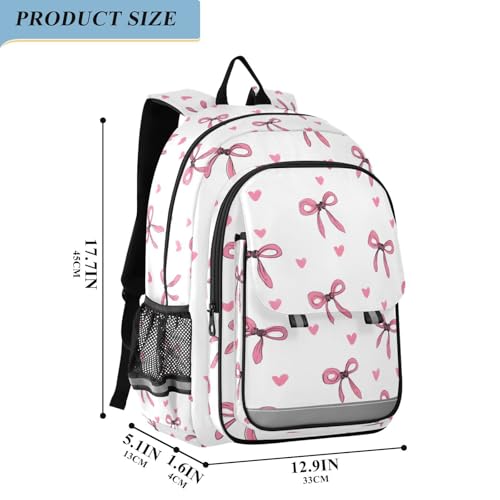ALAZA Pink Bow Heart Pattern Kids Laptop Backpack 17 inch School Bookbag Back Pack Business Computer Bag Casual Daypack4