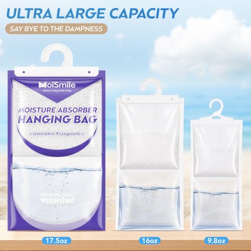 Image of Large Capacity Moisture Absorbers, 17.5oz., Lavender Scent Closet Dehumidifier Bags, Odor Eliminator & Humidity Absorber, Humidity Packs for Bathroom, Bedroom, Basement, Car, RV & Boat, 6 Pack