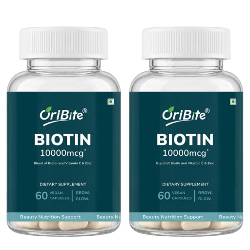 Biotin 10,000 mcg with Zinc &amp; Vitamin C – Hair, Skin &amp; Nail Support – Vegetarian, Non-GMO &amp; Gluten-Free Supplement – 60 Capsules (2)