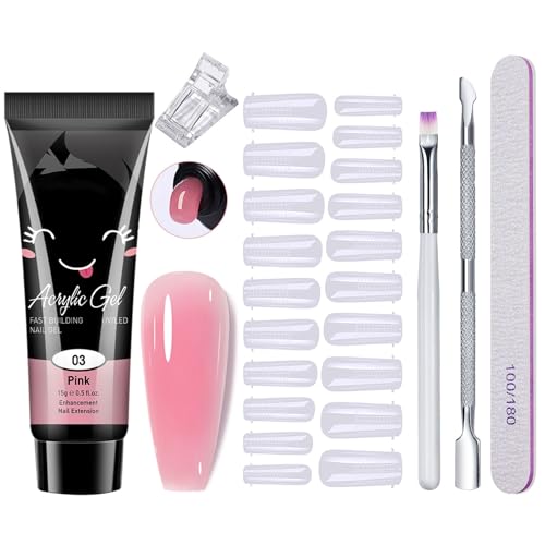 Rosa Gel de Extensión de Uñas,Poly Nail Extension Gel Kit,Poligel para Uñas,Kit Uña De Gels Completo Profesional,Gels Constructor Uña,para Profesionales,Salón Manicura