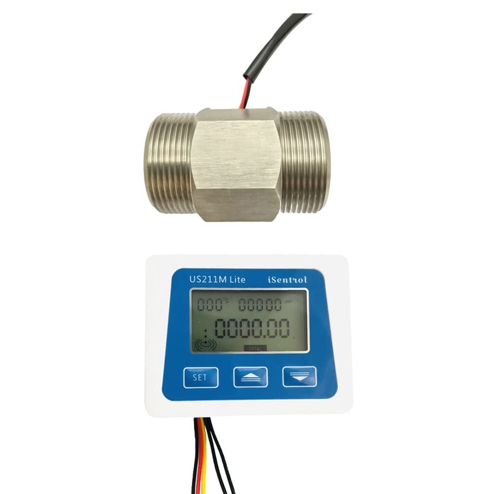 Caudalímetro digital portátil y sensor de flujo de agua de turbina SS BSPP G1 1/2