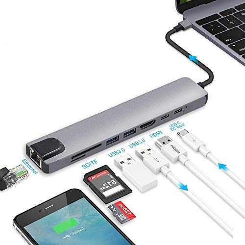 Tobo USB C HUB, 8 in 1 USB C Adapter with 4K HDMI, 100W PD, USB C Port, USB 3.0, RJ45 Ethernet, SD/TF Card Reader, Docking Station Compatible with MacBook Pro/Air USB C Laptops and Other Type C DevicesTD-174TC (B07B26QNXP) Amazon Price History, Amazon Price Tracker