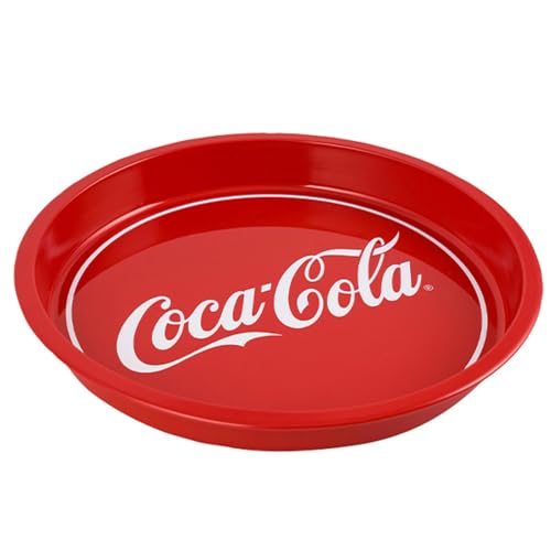 Coca-Cola Red Dish Deep Plate All Metal Tin Storage Container Round Serving Tray 12.25"