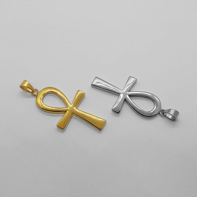 JAJAFOOK Men's Stainless Steel Large Coptic Ankh Cross Pendant Necklace - Egyptian Symbol of Life, 24" Link Chain - Image 5