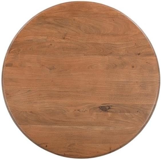 Pemberly Row 48" Round Solid Wood Pedestal Dining Table, Brown Finish, Acacia Wood, Seats Up to 4, Traditional Style Kitchen or Dining Room Table, Durable Furniture for Everyday Use