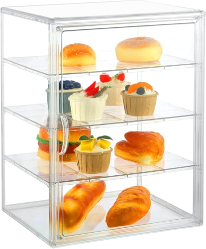 Reviews de Vitrinas favoritos de las personas. 45 Vitrina para Pan, Caja Acrilico Exhibicion para Panadería, Panera Hermetica con Compartimento, Caja Expositora Transparente para Panadería, Manualidades (4 layers)