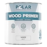 Polar Wood Primer - 17 Fl Oz - Matte White Finish - Water-Based Primer Paint for Interior & Exterior Wood Surfaces & Painted Surfaces - Strong Weather-Resistant Adhesion - Roller & Brush-On
