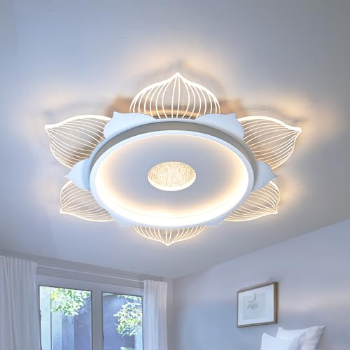 LUOLONG LED Deckenleuchte Blumenform Deckenlampe 35W Weiße Wohnzimmerlampe 40CM Schlafzimmerlampe 3000-6000K Deckenleuchten Dimmbare Mit Fernbedienung Wohnzimmer, Schlafzimmer, Studie, Esszimmer