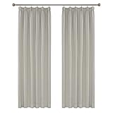 Amazon Brand - Umi Cortinas de Salón Térmicas Aislantes Dormitorio Decoración Ventanas para Habitacion Moderna Fruncido 2 Piezas 132x242cm Beige Claro