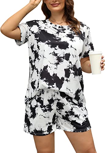Image of Celkuser Women's Plus Size 2-Piece Pajama Set Comfy Loungewear with Pockets Soft & Cozy Loungewear Sweatsuits cel109