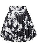 DRESSTELLS Damen Sommerrock Knielang hohe Taille gefaltete Skater Tennis Schule Rock Mini Skirt Black Meteorite L