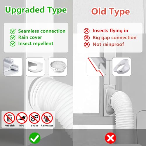 Aozzy Portable Air Conditioner Window Kit Fit for All AC with 5.1/5.9\" Exhaust Hose, Upgrade AC Vent Kit for Sliding Window with 4 Adjustable Plates, Rain Cover, Seamless Connection, Max lenght to 60\" - Thumbnail 3