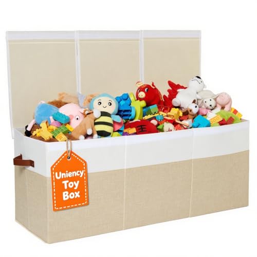 Uniency Extra Large Toy Box,150L Foldable Sturdy Toy Storage with Lid,40