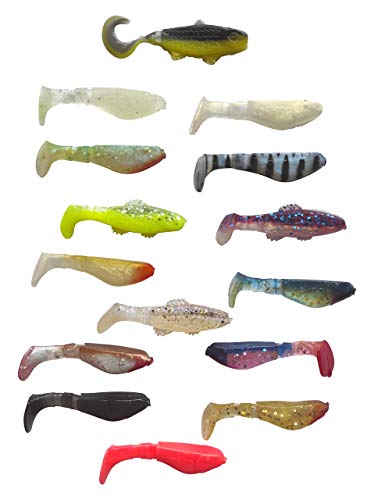 SANDAFISHING Gummifische Barsch Relax Kopyto - Forelle Döbel 15 Gummi Köder 5cm Wundertüte Classic Killer Shad Banjo Twister 2“ Raubfisch Angeln Fishing Set Cover