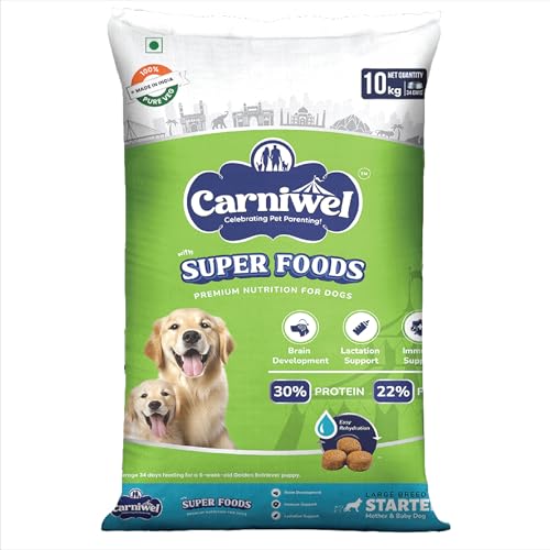 Image of Carniwel Superfoods Starter Dry Dog Food 10 kg | 100% Vegetarian | Fresh & Natural Ingredients | Highly Palatable | GMO Free | Premium Nutrition for Large Dogs