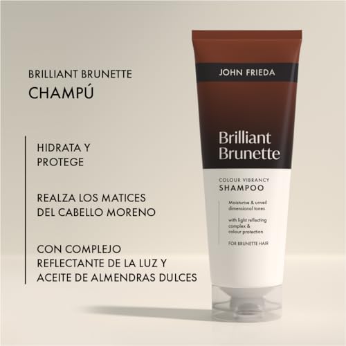 John Frieda Brilliant Brunette Glanz-Shampoo, intensiviert die braune Farbe und verleiht Glanz, schützt und versiegelt die Farbe… – Ansicht 3