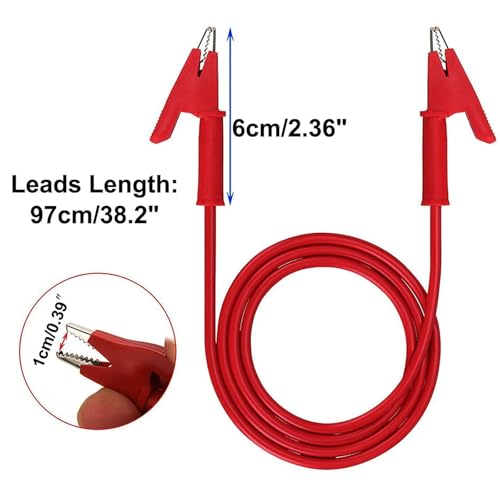 2pcs Alligator Clips Test Leads Set Dual Ended 15A Test Lead Wire Cable with Insulators Clips with Protective Jack Copper Clamps for Electrical Testing 3.3 ft/1m