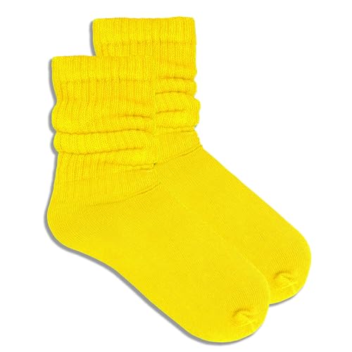 Image of COUVER Womens Scrunched Slouch Socks Soft Cotton Breathable Retro Crew or Knee High, Multiple Colors