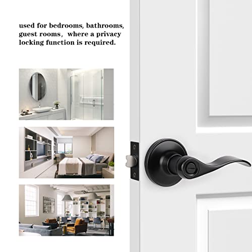 Probrico Door Handles Black 4 Packs Privacy Door Levers For Bathroom And Bedroom Doors Wave Style Interior Door Handles Reversible For Left&Right Handed Door,Classic Door Knobs,No Keys #TOP4