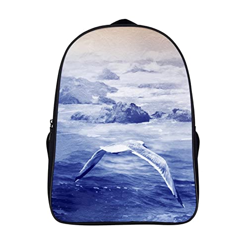 Sac d'école cool 3D mouette à grande capacité 40x28x16cm pour collège et loisirs