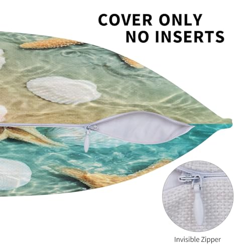 Taie d'oreiller étoiles de mer aspect lin premium pour coussin - 5