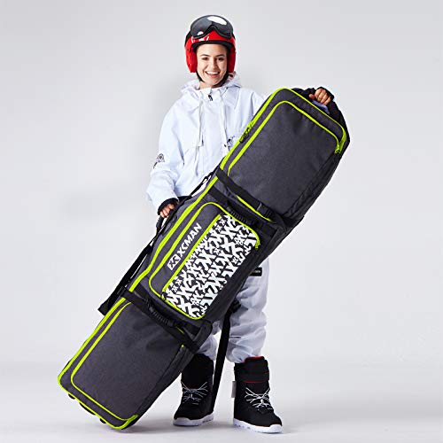 XCMAN Roller Snowboard Bag with Wheels Adjustable Length for Air Travel - Extra Long/Wide/Deep,Waterpeoof - with ABS Protection Ribs and PP Protection Spine - 2020 Version Cover