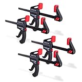 POWERTEC 71593 6 Inch Bar Clamps with Spreader, Trigger Clamps for Woodworking, One-Handed Carpenter Quick Clamp Sets for Gluing, Wood Clamps for Woodworking Tools, 4 pack