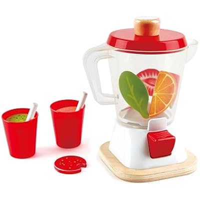 Hape Smoothie Blender | Multicolor Kitchen Smoothie Machine Play Set Complete with Cups & Straws