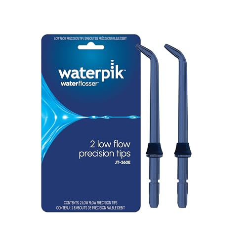 Waterpik Genuine Precision Low-Flow Tips Replacement for the WP-360 Cordless Handheld Water Flosser (Formerly Classic Jet) Refill Heads Nozzles JT-360E, 2 Count, Blue