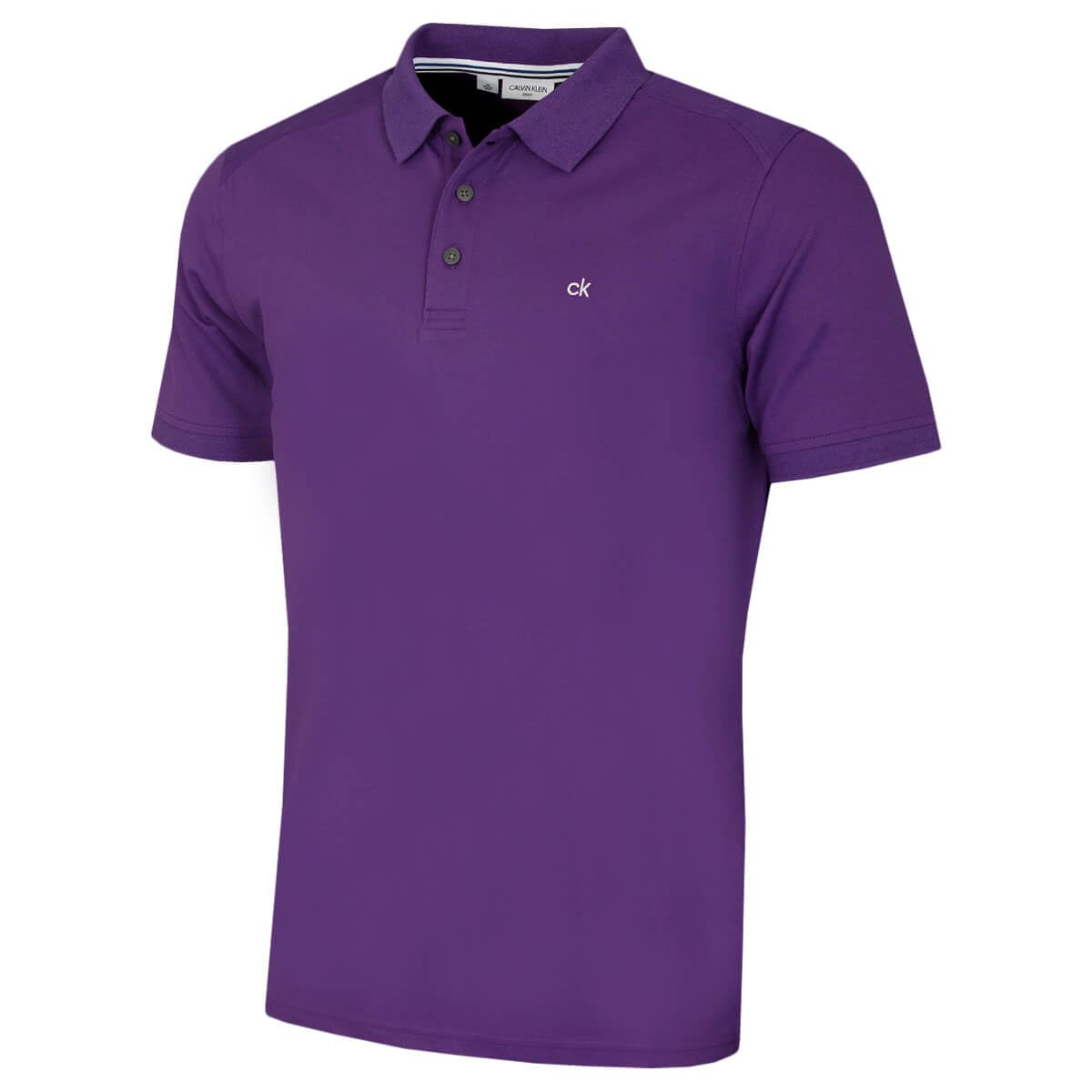 Calvin Klein (Xxxxxl, ) Mens 2026 Campus 3 Button Ribbed Collar Golf Polo Shirt Purple
